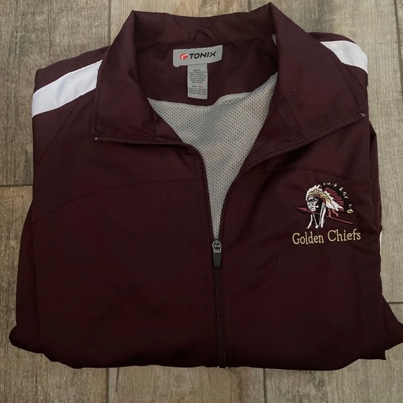 TONIX Men’s Full Zip Golden Chiefs  Jacket maroon and white - Picture 2 of 8